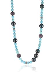 Jordan Alexander 42" Turquoise with Pave Garnet and Diamond Bead Necklace