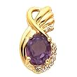 14K Yellow Gold Fancy Cut Amethyst and Diamond Pendant