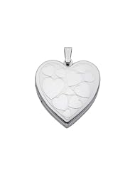 Sterling Silver Engraved Heart Locket Pendant (0.95" or 24mm Height)