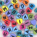 Plastic Alphabet Beads Heart Shaped 6mm Mixed Colors w/ Black Letters (320pcs)