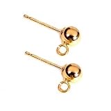 2 14K Yellow Gold Ball Earrings Loops Studs Posts 4mm