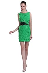 Charmeuse/Chiffon Sleeveless Lace Evening Dress/Mini Dress 