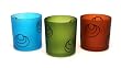 Set of 3 Frosted Glass Tealight Candle Holders - Earth Tones with Modern Circle Design