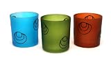 Set of 3 Frosted Glass Tealight Candle Holders - Earth Tones with Modern Circle Design