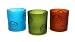 Set of 3 Frosted Glass Tealight Candle Holders - Earth Tones with Modern Circle Design