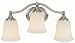 Murray Feiss VS10503-BS Three-Light Claridge Collection Vanity Strip, Brushed Steel with White Opal Acid Etch Glass Shades
