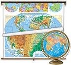 SciEd US and World Physical/Political Maps with Globe