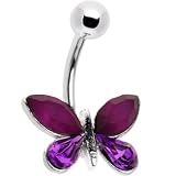 Purple Butterfly Dazzle Belly Ring