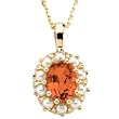 14K Yellow Gold Fire Opal and Pearl Pendant