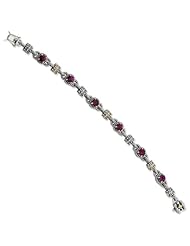 Sterling Silver with 14k Yellow Gold 5.71 Rhodilite Garnet 7.5in Bracelet