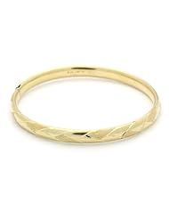 14K Yellow Gold 6mm Diamond Cut 2.5 Diameter Adjustable Bangle Bracelets