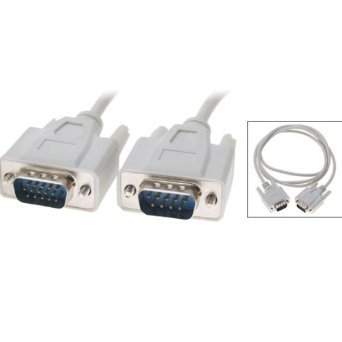 niceEshop(TM) 1.5M VGA HD15 Male To RS232 DB9 Pin Male Adapter Cable / Video Graphic Extension Cable -White