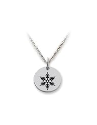 Stellar White (tm) 925 Sterling Silver Disc Charm - Snowflake - 16 To 18 Inch Adjustable Chain Included