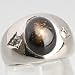 An Estate 14K White Gold Men's NATURAL Star Sapphire & Diamond Ring