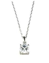 Prong Set Square CZ & Sterling Silver Necklace