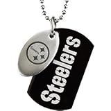 Stainless Steel Pittsburgh Steelers Logo Double Dog Tag Necklace