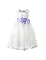 Girls Lace Cotton/Polyester/Satin/Tulle Sleeveless Flower-Girl Dress/Wedding Party Dress  With a Ribbon  and a Sash 