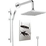 Twin Thermostatic Shower Valve with built-in diverter with slider rail kit and fixed head