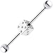 Silver 925 Crystalline Gem Dice Industrial Barbell Earring