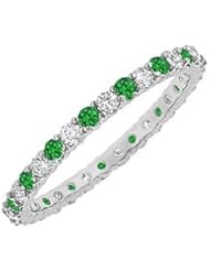 Emerald and Diamond Eternity Bangle 14K White Gold - 6.00 CT TGW