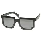 Pixelated 8-Bit Black Sunglasses CPU Gamer Geek Novelty Glasses (With Free Microfiber Pouch)