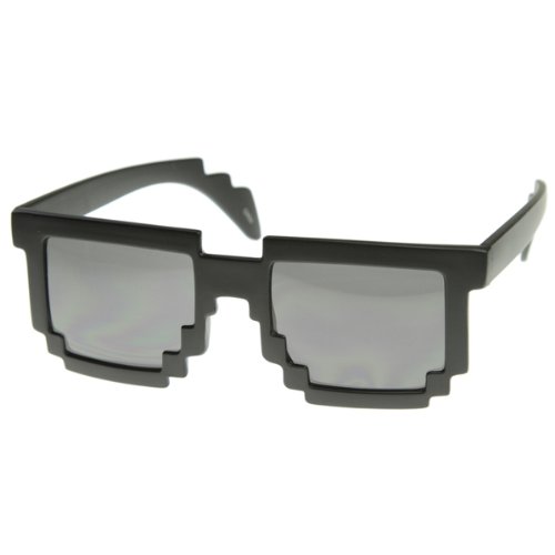 Retro Novelty Nerd Geek Gamer Colorful 2-Tone Pixel Glasses