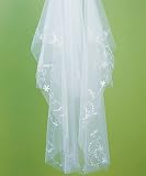 Floral Embroidered Border & Cut Edge Veil