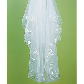 Floral Embroidered Border & Cut Edge Veil (Set of 1) - by Weddingstar