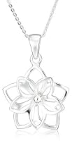 Sterling Silver Girl's Double Flower Pendant, 13-15"