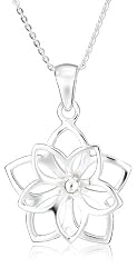 Sterling Silver Girl's Double Flower Pendant, 13-15"