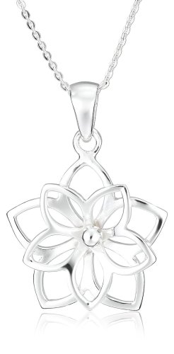 Sterling Silver Girl's Double Flower Pendant, 13-15