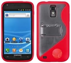 MYBAT Transparent Clear/Solid Red (S Shape With Stand) Gummy Cover compatible with Samsung T989 (Galaxy S II)