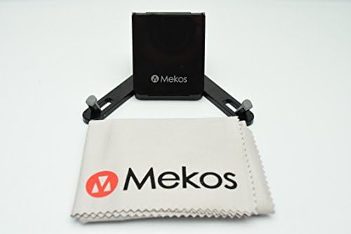 Mekos® Multipurpose Multi Angle Portable Foldable Ipad Stand Black Desktop Phone Dock Tablet Stand Mount Cradle Pad Kitchen Stand for Ipad with Premium 14x14 Microfiber Cleaning Cloth Included.
