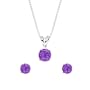 14k White Gold Amethyst Earrings and Pendant Box Set (1.00 cttw), 18''