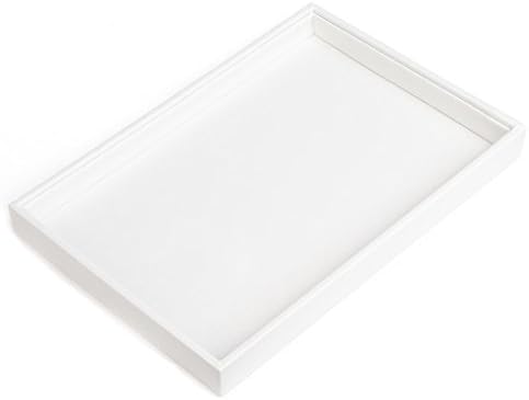 MUMU Store White Leather Ring Disc Pendant Necklace Plate Jewelry Boxes Display Shelf (Empty Dish)