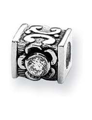 Square Floral Charm in Silver for 3mm Charm Bracelets