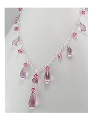Pink Glass Necklace In 92.5 Sterling Silver