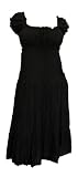 Plus Size MidNight Black Cotton Empire Waist SunDress - 1X