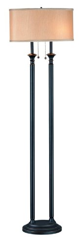 Lite Source LS-80195D/BRZ Galia Floor Lamp, Dark Bronze with Beige Oval Silk Shade