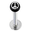 16 Gauge Black Acrylic Peace Sign Labret Monroe Tragus