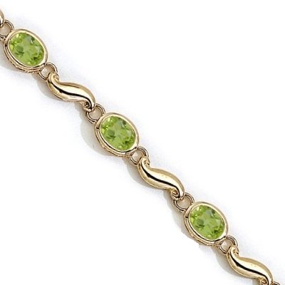 Oval Peridot Link Bracelet in Yellow Gold