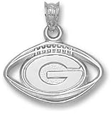 Georgia Bulldogs Pierced G Football Pendant - Sterling Silver Jewelry