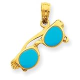 14k Aqua Enameled Sunglasses Pendant
