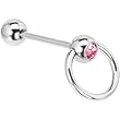 Pink Gem Slave Barbell Tongue Ring
