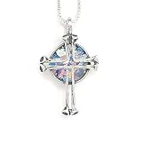 18 Round Ancient Glass with Cross Necklace