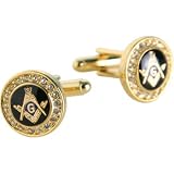 Crystal Gold-Tone Masonic Cufflinks by Cuff-Daddy