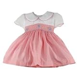 Girls Dress Smocked with Blue Flower Applique by Charlie Boy (6M - 24M)