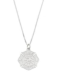 Sterling Silver One Sided Fire Department Maltese Cross Necklace
