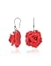 Forzieri Hand Made Rose Sterling Silver Earrings Red