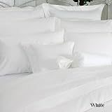 OLIVIA COLLECTIONS Bed Sheet Set 1000 Thread Count Solid Sateen 100% Egyptian Cotton White (Queen)
